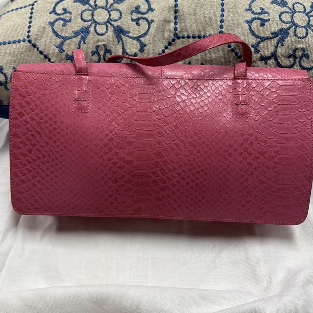 Alfani Pink Python Print Leather Shoulder Bag Nwot - image 4